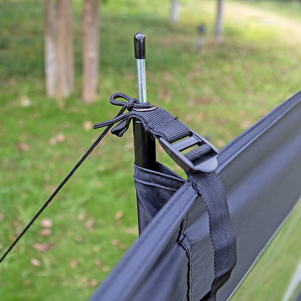 Camping Windbreak with Clear Windows & Carry Bag 725x140cm Black Outdoor Privacy Shelter V63-953281