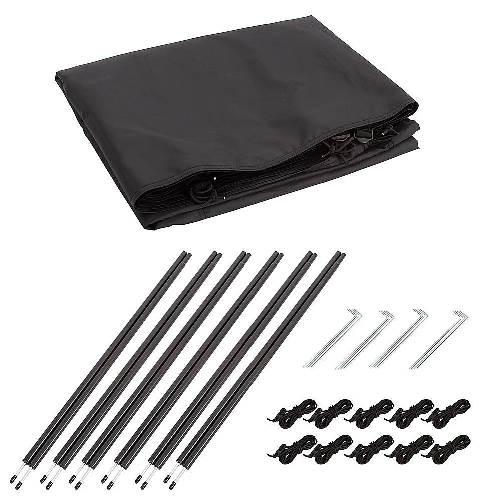Camping Windbreak with Clear Windows & Carry Bag 725x140cm Black Outdoor Privacy Shelter V63-953281