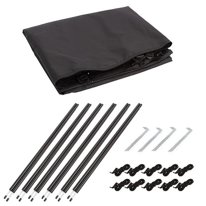 Camping Windbreak with Clear Windows & Carry Bag 725x140cm Black Outdoor Privacy Shelter V63-953281