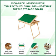 1500-Piece Jigsaw Puzzle Table with Folding Legs - Portable Puzzle Storage Board V63-953291