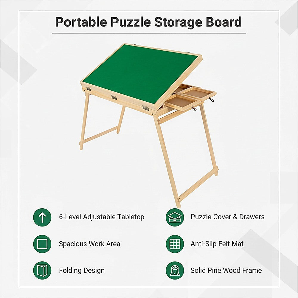 1500-Piece Jigsaw Puzzle Table with Folding Legs - Portable Puzzle Storage Board V63-953291