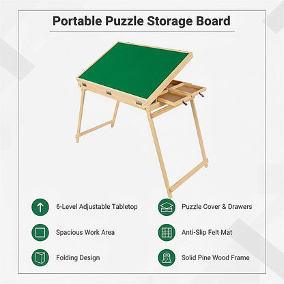 1500-Piece Jigsaw Puzzle Table with Folding Legs - Portable Puzzle Storage Board V63-953291