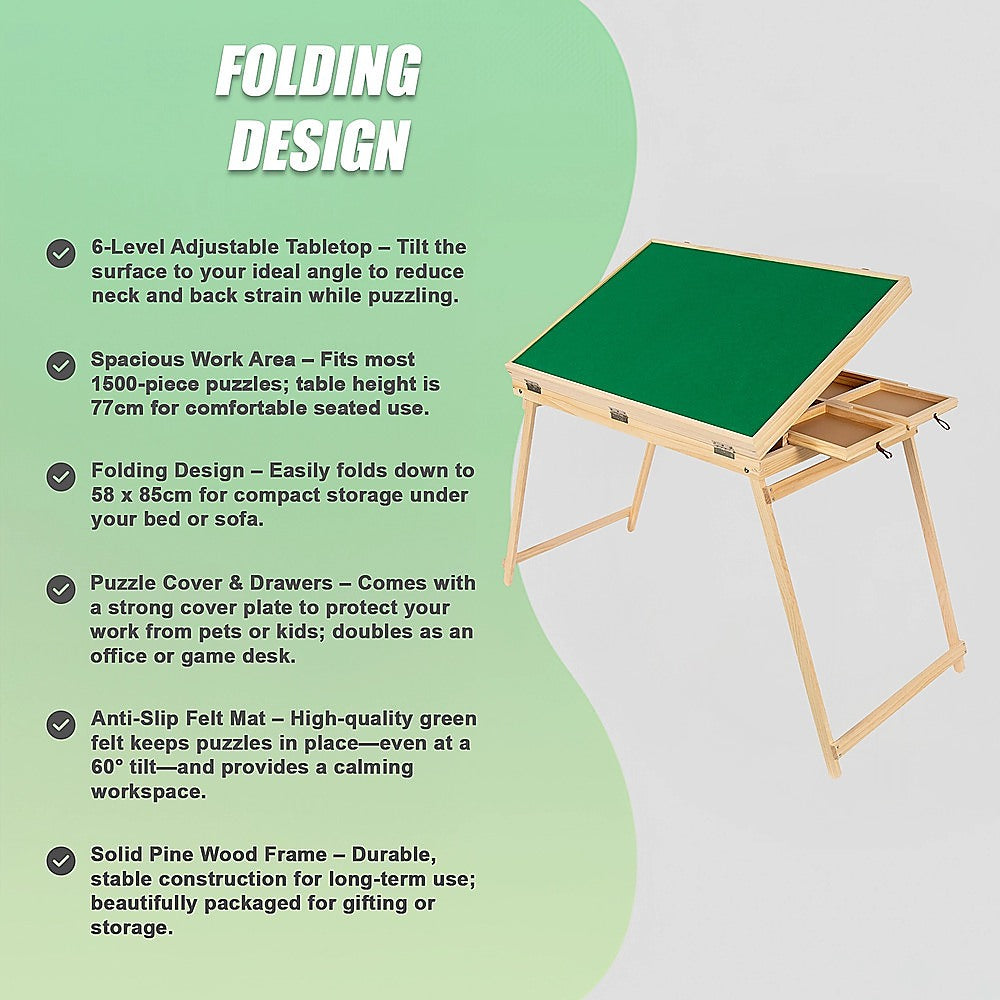 1500-Piece Jigsaw Puzzle Table with Folding Legs - Portable Puzzle Storage Board V63-953291