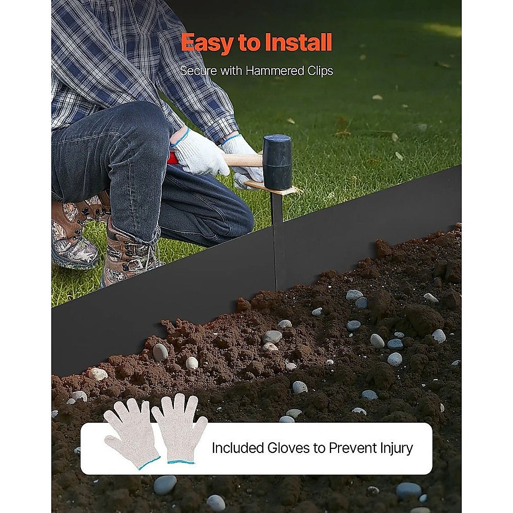 Steel Landscape Edging 6 Pack 100x20cm Rust Resistant Garden Border Edging for Lawn Paths V63-953301