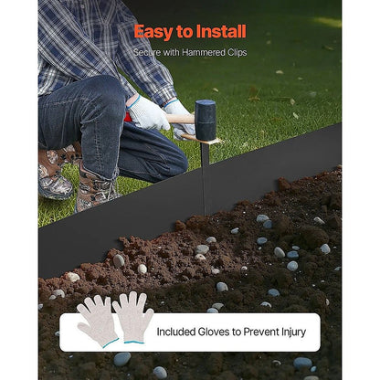 Steel Landscape Edging 6 Pack 100x20cm Rust Resistant Garden Border Edging for Lawn Paths V63-953301