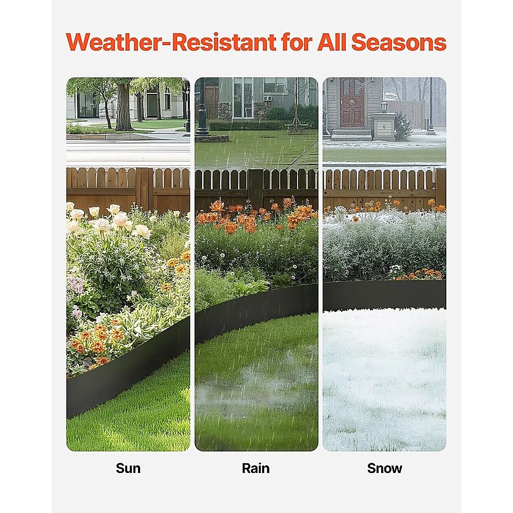 Steel Landscape Edging 6 Pack 100x20cm Rust Resistant Garden Border Edging for Lawn Paths V63-953301