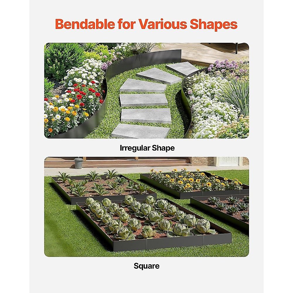 Steel Landscape Edging 6 Pack 100x20cm Rust Resistant Garden Border Edging for Lawn Paths V63-953301