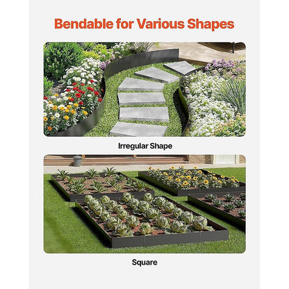 Steel Landscape Edging 6 Pack 100x20cm Rust Resistant Garden Border Edging for Lawn Paths V63-953301
