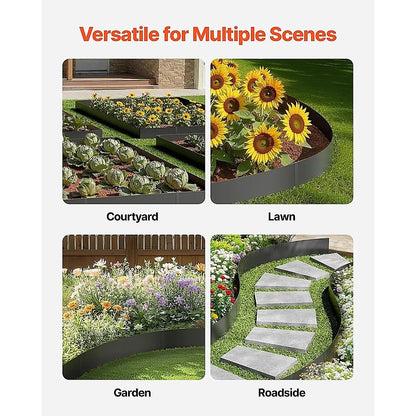Steel Landscape Edging 6 Pack 100x20cm Rust Resistant Garden Border Edging for Lawn Paths V63-953301