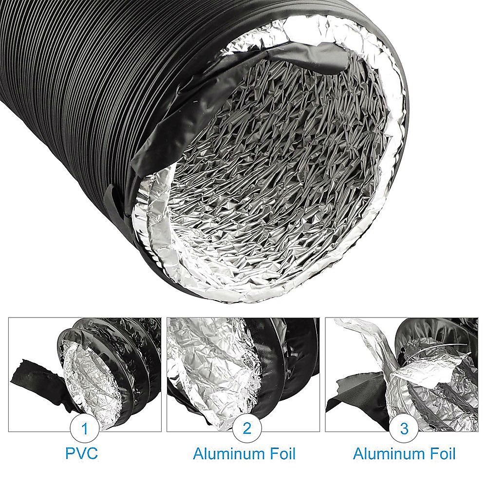 Flexible Aluminium Ducting 203mm x 7.6m 4 Layer Vent Hose HVAC Dryer V63-953311
