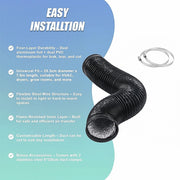 Flexible Aluminium Ducting 203mm x 7.6m 4 Layer Vent Hose HVAC Dryer V63-953311