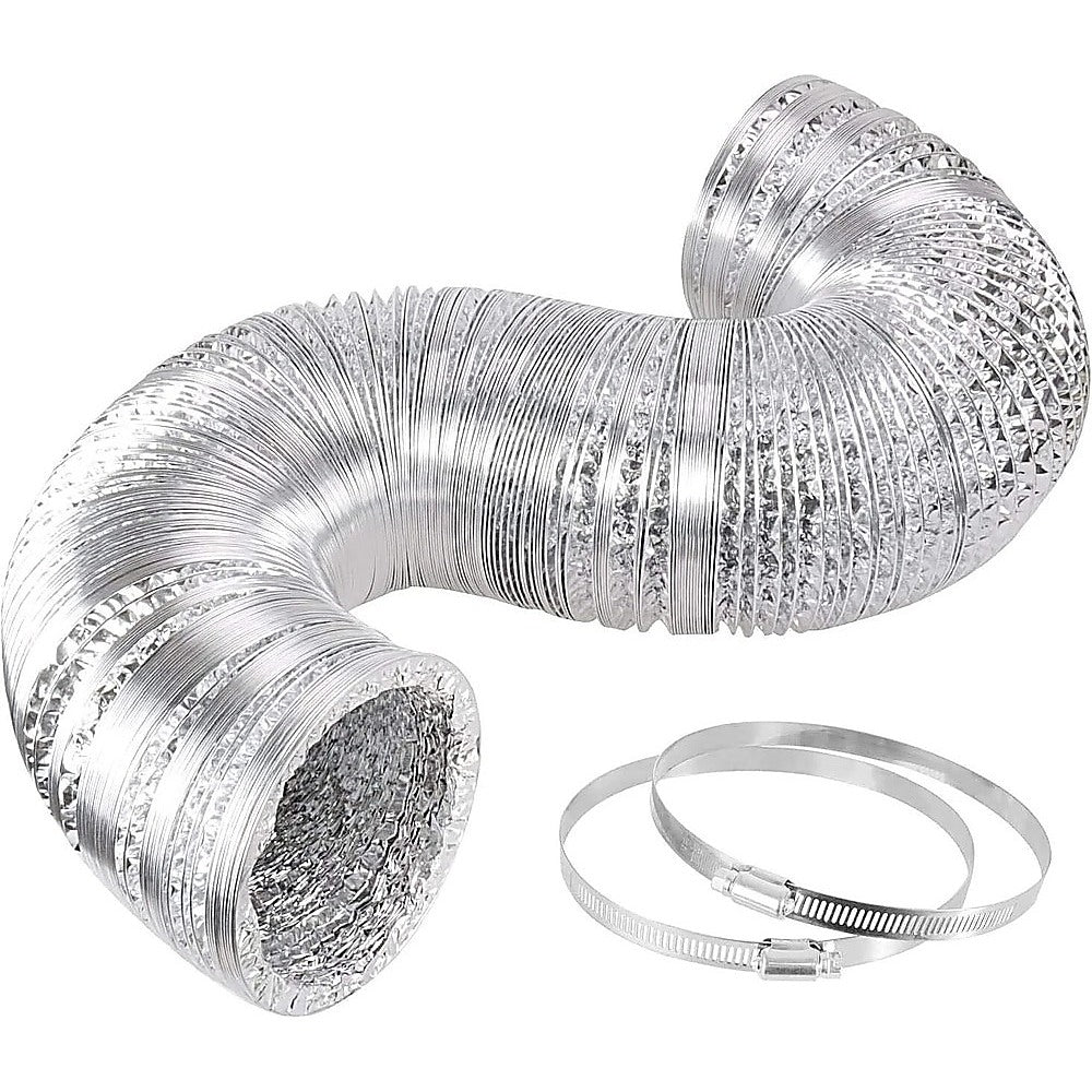 10.5cm x 7.6m Flexible Aluminium Air Duct - Dryer & HVAC Vent Hose V63-953321
