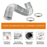 10.5cm x 7.6m Flexible Aluminium Air Duct - Dryer & HVAC Vent Hose V63-953321