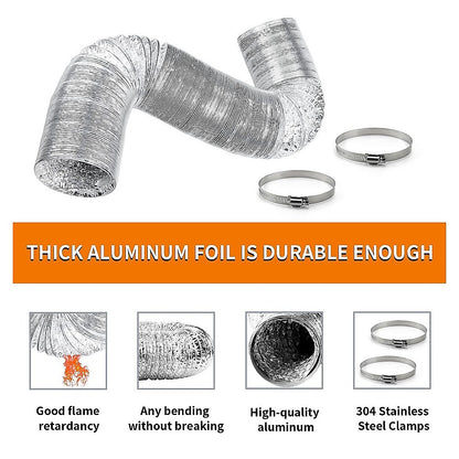 10.5cm x 7.6m Flexible Aluminium Air Duct - Dryer & HVAC Vent Hose V63-953321