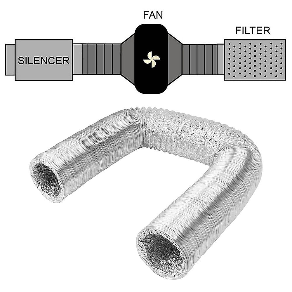10.5cm x 7.6m Flexible Aluminium Air Duct - Dryer & HVAC Vent Hose V63-953321
