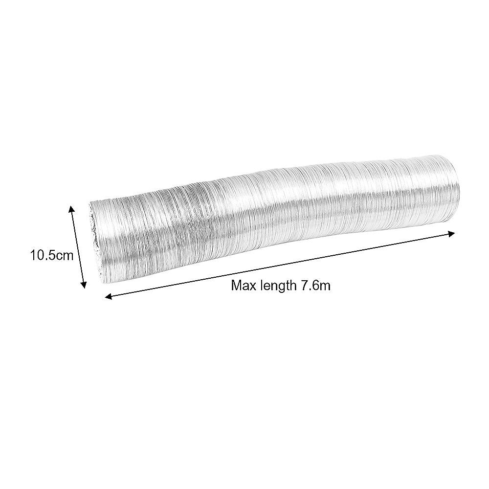 10.5cm x 7.6m Flexible Aluminium Air Duct - Dryer & HVAC Vent Hose V63-953321