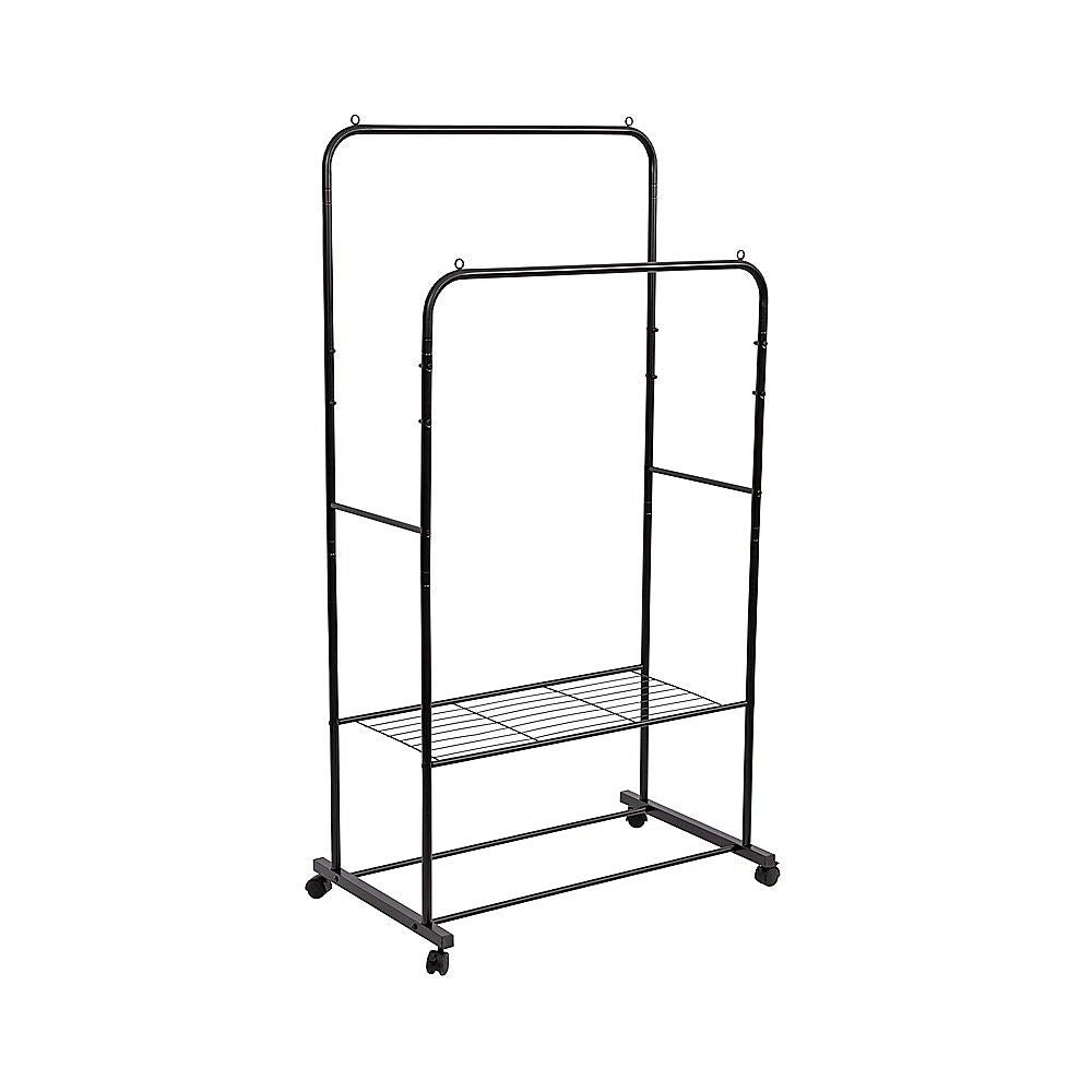 Double Clothes Rack Metal Garment Rail 80x154cm Heavy Duty Hanging Shelf Storage Organiser V63-953331