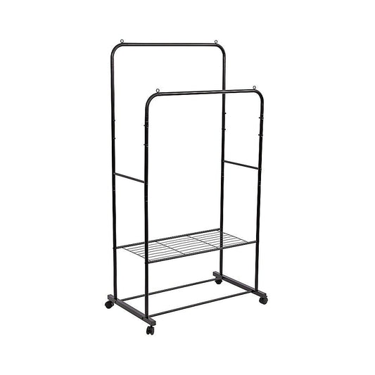 Double Clothes Rack Metal Garment Rail 80x154cm Heavy Duty Hanging Shelf Storage Organiser V63-953331