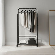 Double Clothes Rack Metal Garment Rail 80x154cm Heavy Duty Hanging Shelf Storage Organiser V63-953331