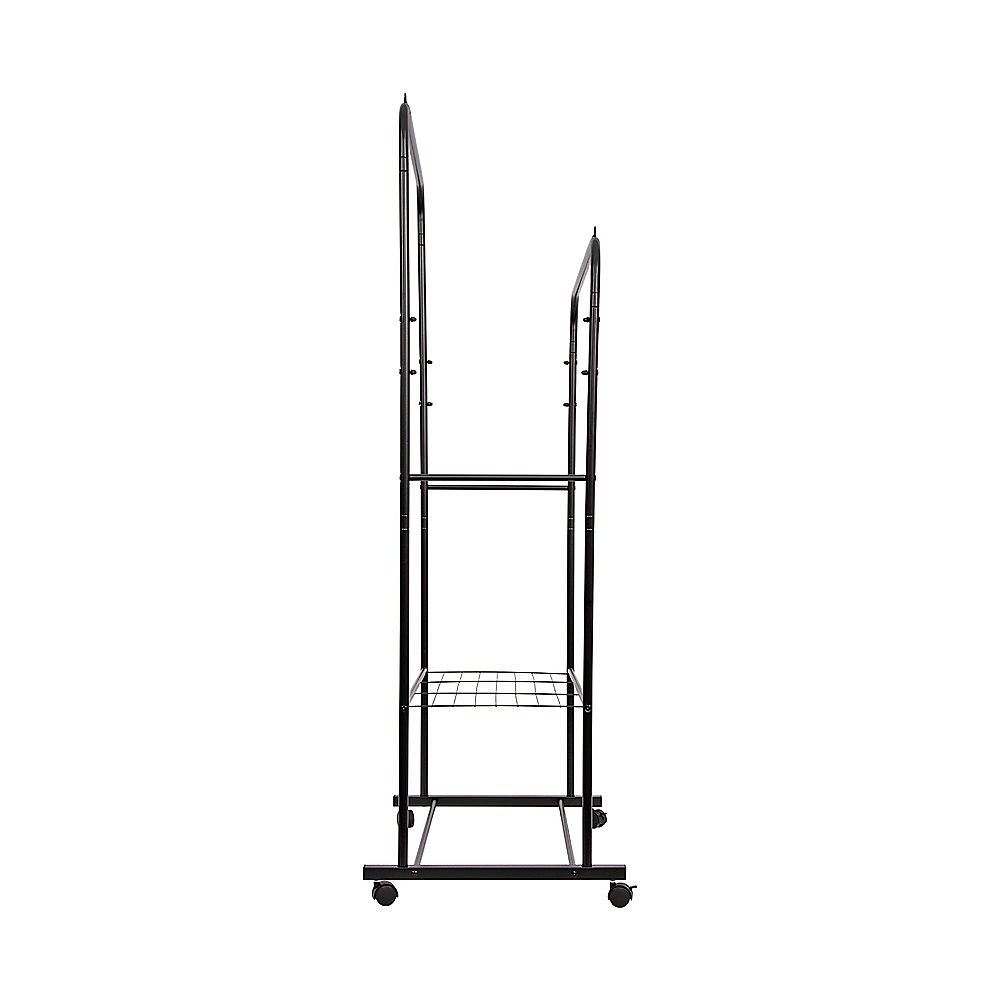 Double Clothes Rack Metal Garment Rail 80x154cm Heavy Duty Hanging Shelf Storage Organiser V63-953331