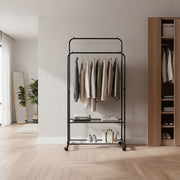Double Clothes Rack Metal Garment Rail 80x154cm Heavy Duty Hanging Shelf Storage Organiser V63-953331