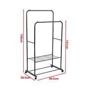 Double Clothes Rack Metal Garment Rail 80x154cm Heavy Duty Hanging Shelf Storage Organiser V63-953331