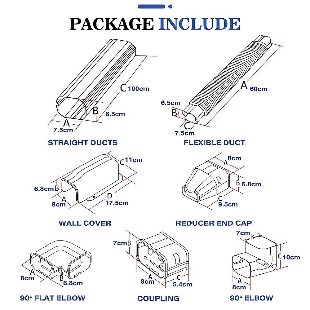 4.8m Mini Split AC Line Set Cover Kit PVC Duct for Central Air Conditioner Installation V63-953361