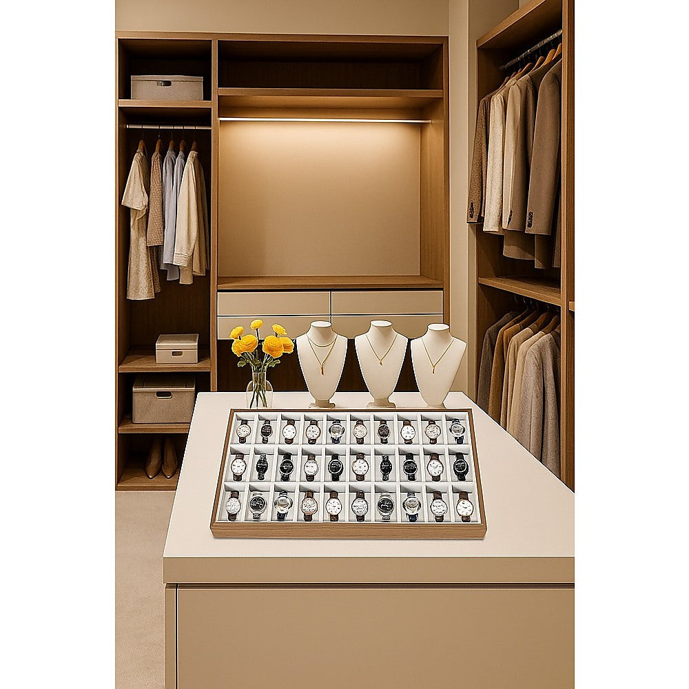 30-Grid Watch & Jewellery Tray Organiser Display Case Holder - Velvet Drawer Insert V63-953371