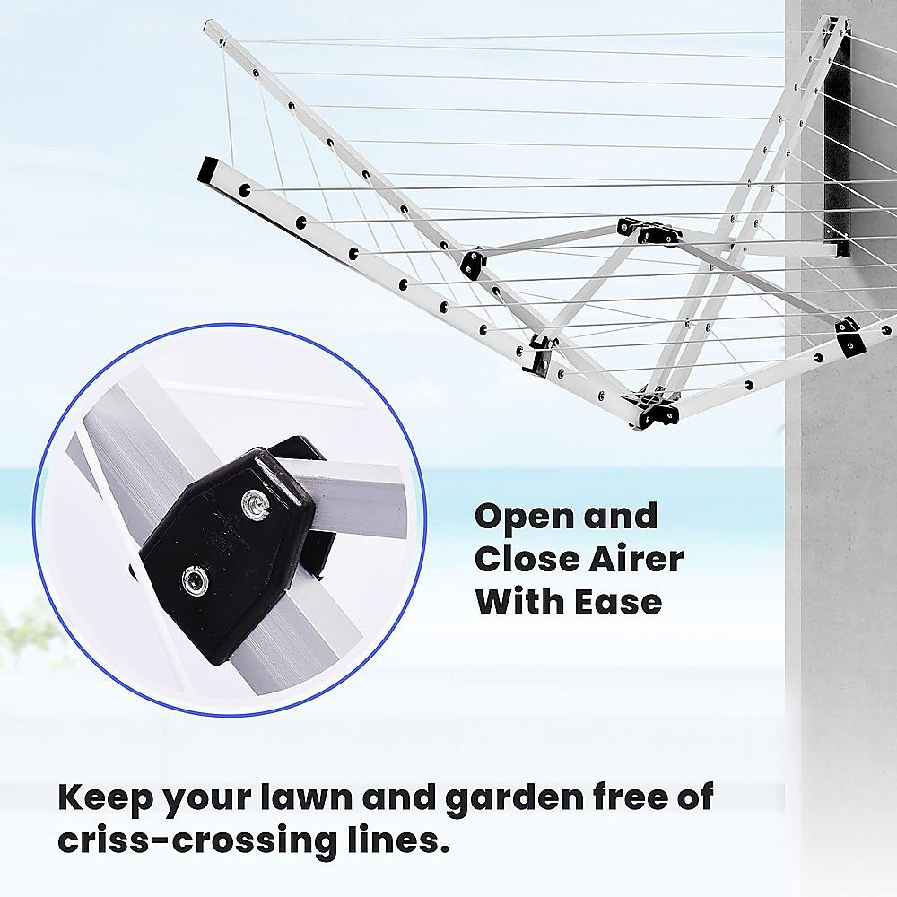 24m Folding Dryer for Laundry and Washing Wall Mounted 5 Arm Clothes Airer Space Saving Design V63-953411