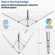 24m Folding Dryer for Laundry and Washing Wall Mounted 5 Arm Clothes Airer Space Saving Design V63-953411