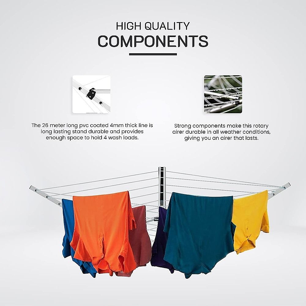 24m Folding Dryer for Laundry and Washing Wall Mounted 5 Arm Clothes Airer Space Saving Design V63-953411
