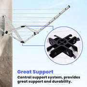 24m Folding Dryer for Laundry and Washing Wall Mounted 5 Arm Clothes Airer Space Saving Design V63-953411