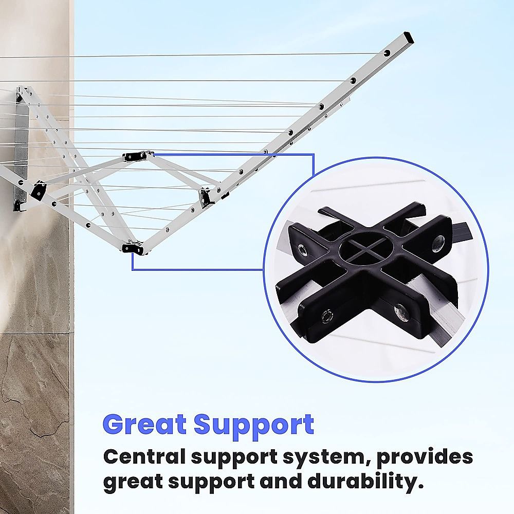 24m Folding Dryer for Laundry and Washing Wall Mounted 5 Arm Clothes Airer Space Saving Design V63-953411