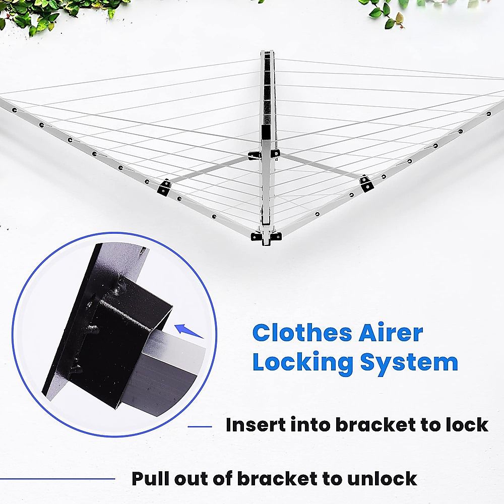 24m Folding Dryer for Laundry and Washing Wall Mounted 5 Arm Clothes Airer Space Saving Design V63-953411