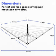 24m Folding Dryer for Laundry and Washing Wall Mounted 5 Arm Clothes Airer Space Saving Design V63-953411