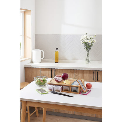 Bamboo Cutting Board Set with Graters and Containers Food Prep Station for Kitchen Organisation V63-953441