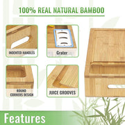 Bamboo Cutting Board Set with Graters and Containers Food Prep Station for Kitchen Organisation V63-953441