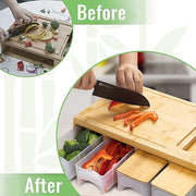Bamboo Cutting Board Set with Graters and Containers Food Prep Station for Kitchen Organisation V63-953441