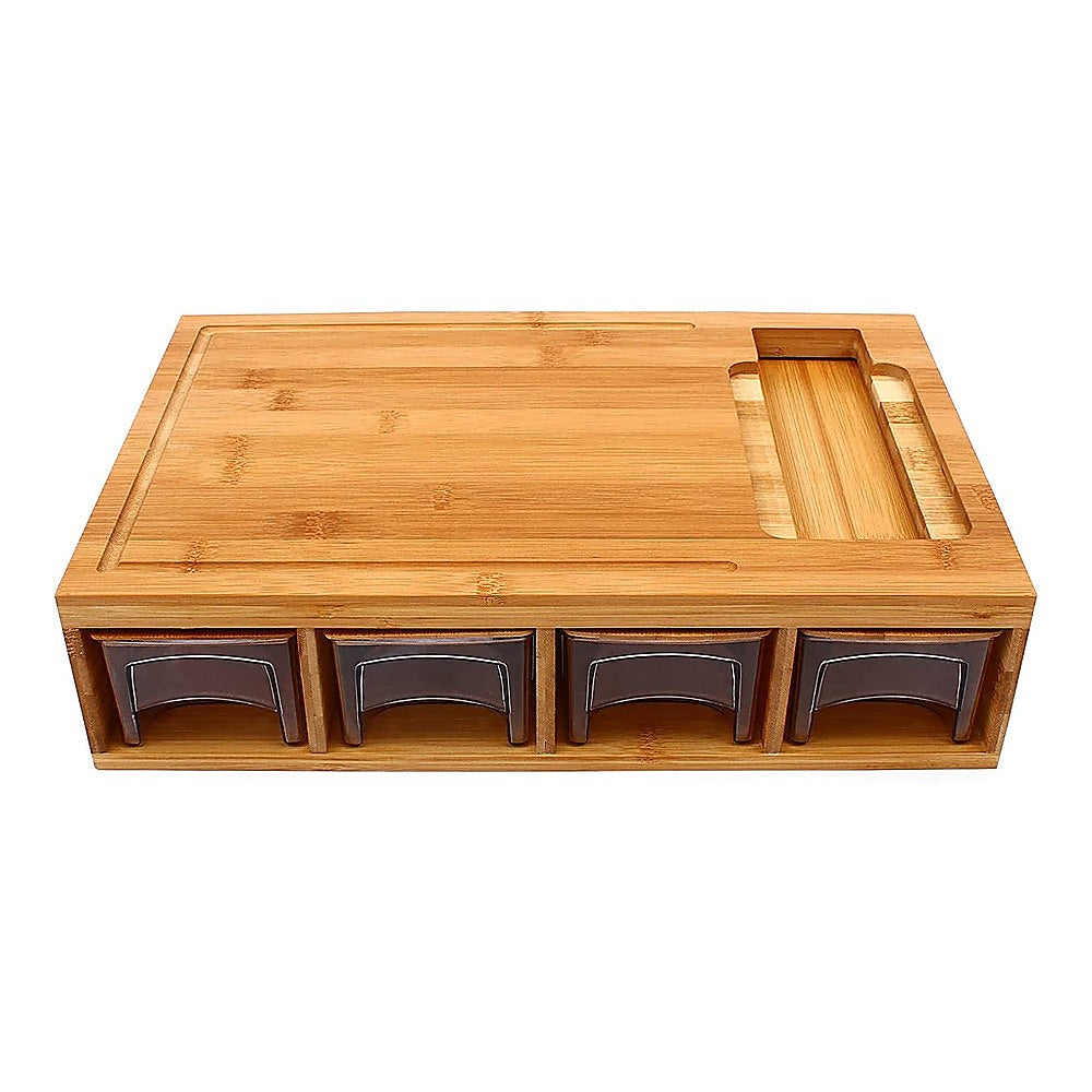 Bamboo Cutting Board Set with Graters and Containers Food Prep Station for Kitchen Organisation V63-953441
