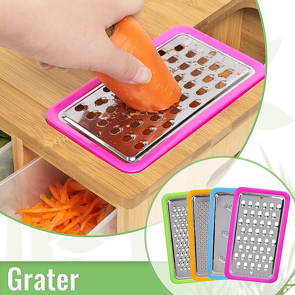 Bamboo Cutting Board Set with Graters and Containers Food Prep Station for Kitchen Organisation V63-953441