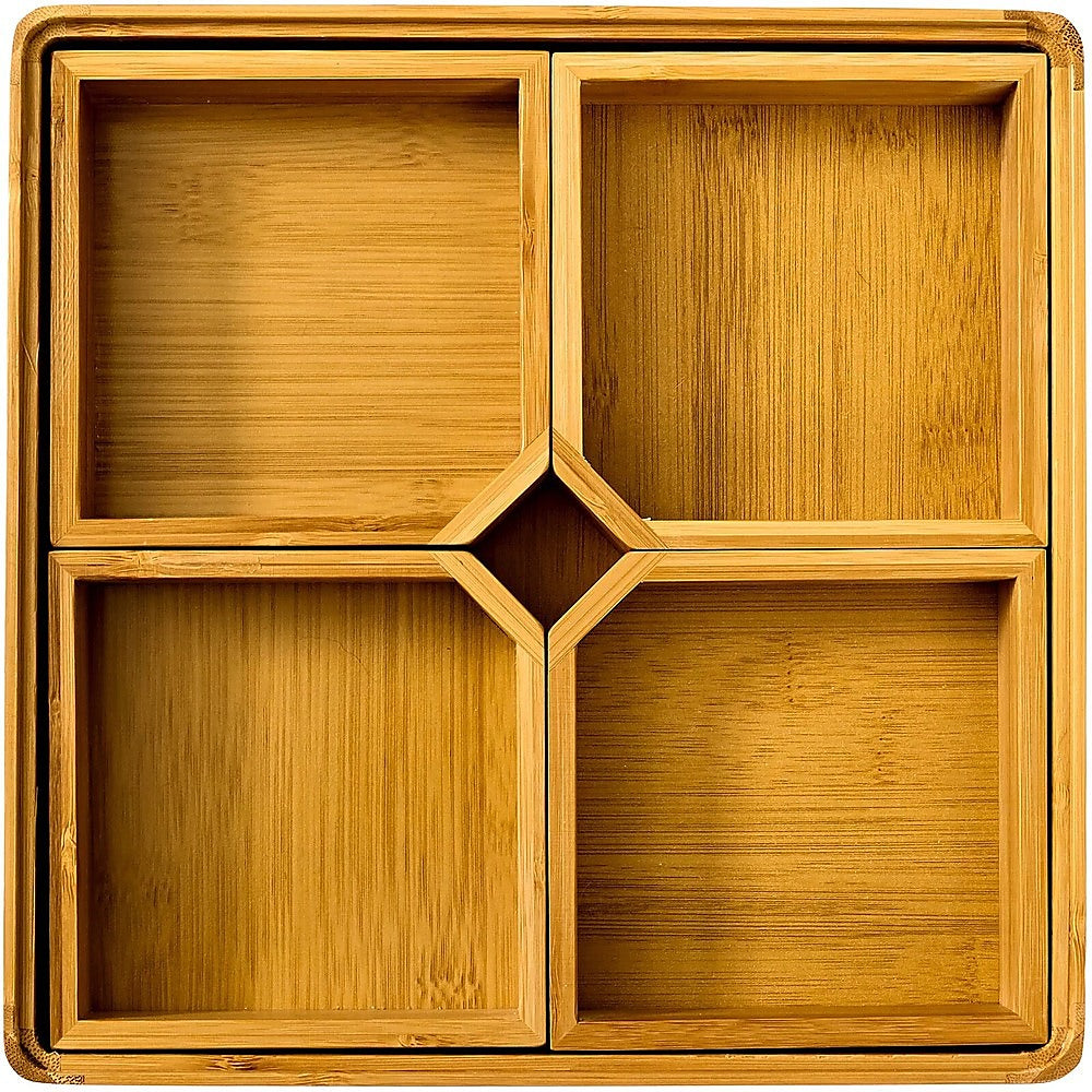 Square Bamboo Snack Serving Tray - Eco-Friendly Platter for Fruit, Cheese & Appetisers V63-953461