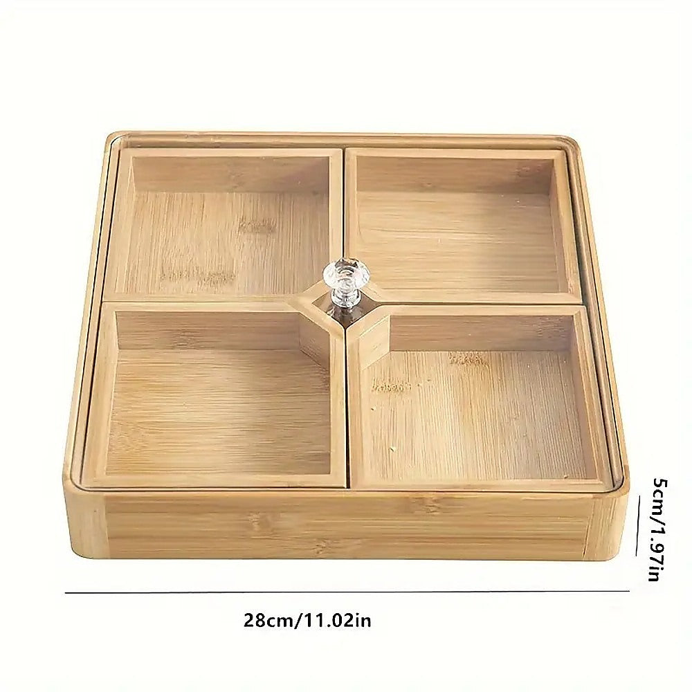 Square Bamboo Snack Serving Tray - Eco-Friendly Platter for Fruit, Cheese & Appetisers V63-953461