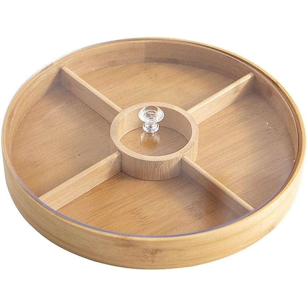 Round Bamboo Snack Serving Tray - Eco-Friendly Platter for Fruit, Cheese & Appetisers V63-953471