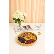 Round Bamboo Snack Serving Tray - Eco-Friendly Platter for Fruit, Cheese & Appetisers V63-953471