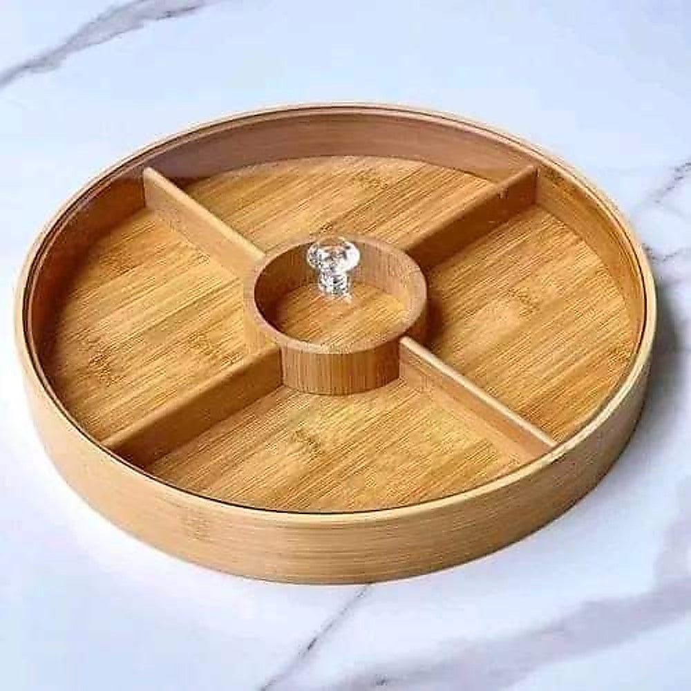Round Bamboo Snack Serving Tray - Eco-Friendly Platter for Fruit, Cheese & Appetisers V63-953471