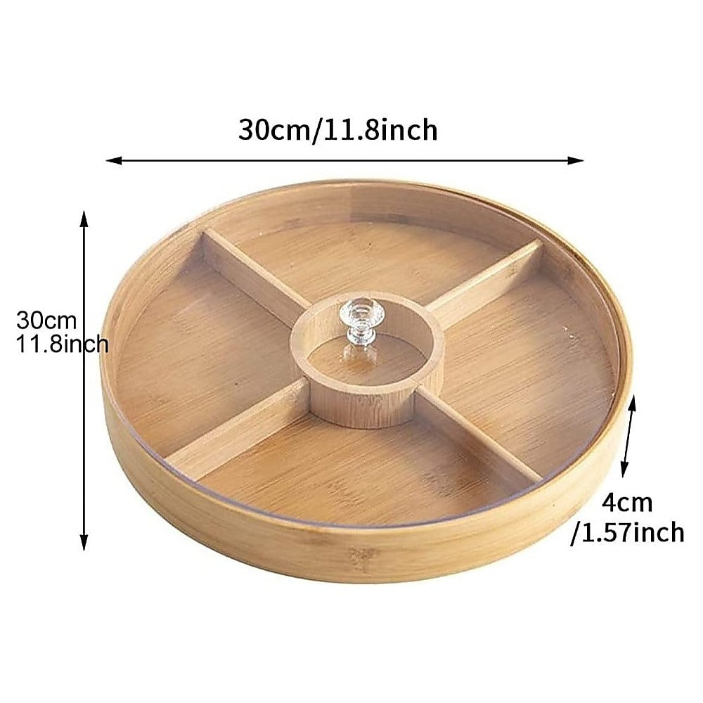 Round Bamboo Snack Serving Tray - Eco-Friendly Platter for Fruit, Cheese & Appetisers V63-953471