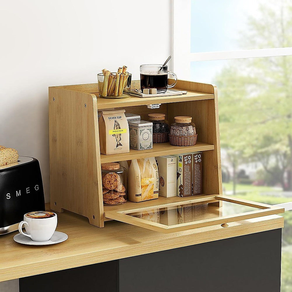 Enclosed Bread Box - Large Kitchen Countertop Bread Storage Container for Freshness & Organisation V63-953481