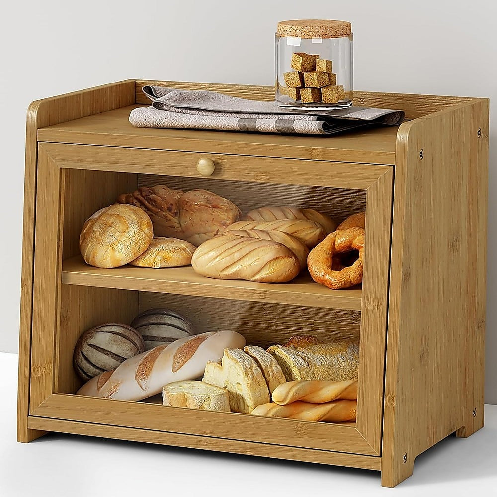 Enclosed Bread Box - Large Kitchen Countertop Bread Storage Container for Freshness & Organisation V63-953481