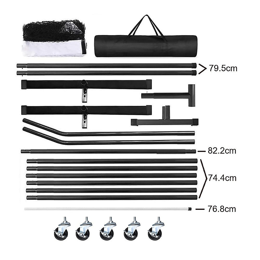 Portable 6.7m Pickleball Net Set - Heavy Duty Metal Frame with Wheels V63-953491