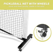 Portable 6.7m Pickleball Net Set - Heavy Duty Metal Frame with Wheels V63-953491